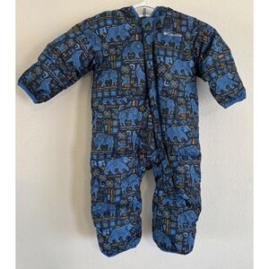 Columbia Baby Snowsuit  12-18 Months Blue With Wolf, Bear Buffalo Pattern